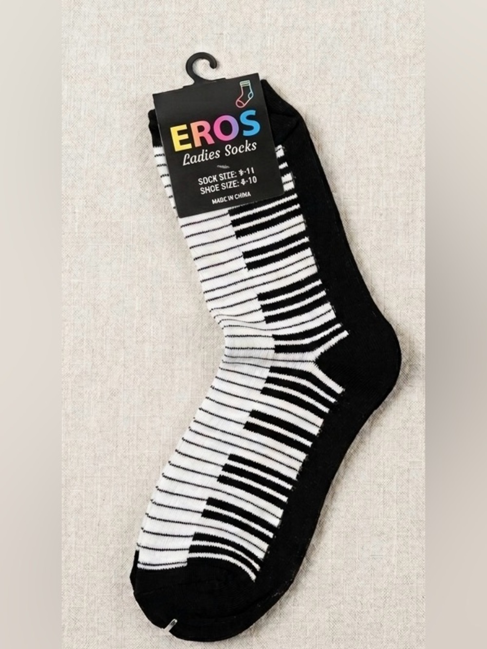Eros Women's Piano Keyboard Crew Socks – Music Teacher Novelty Gift Size 4-10